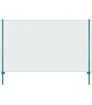 vidaXL Wire Mesh Fence with Posts Steel 25x2 m Green