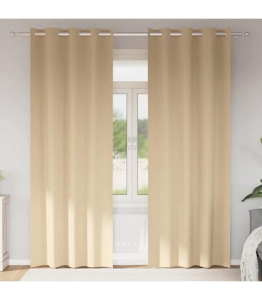 vidaXL Blackout Curtains with Rings 2 pcs Cream 260 x 140 cm Polyester