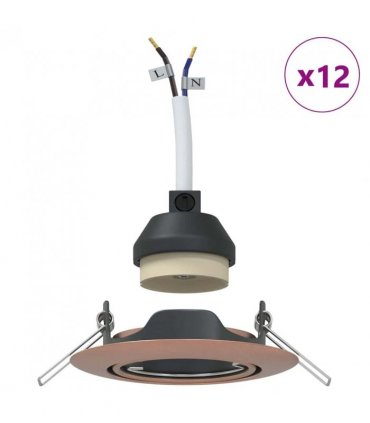 vidaXL Spotlight 12 pcs Copper 9 x 9 x 2.5 cm Metal