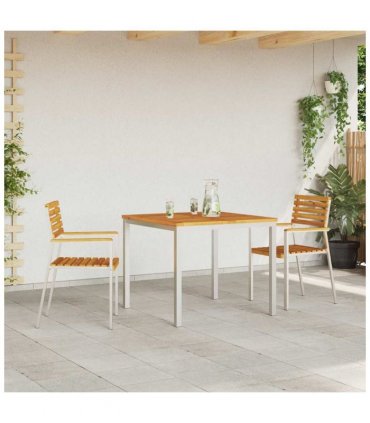 vidaXL Garden Chair 2 pcs Solid Acacia Wood and Stainless Steel
