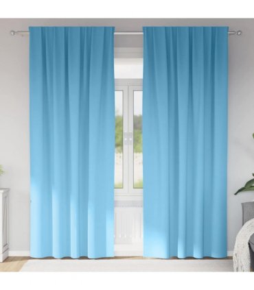 vidaXL Blackout Curtains with Rings 2 pcs Light Blue 260 x 140 cm