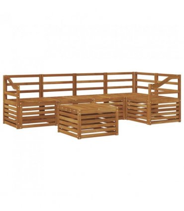 vidaXL Sectional Sofa Set 6 pcs Natural Solid Acacia Wood