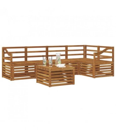 vidaXL Sectional Sofa Set 6 pcs Natural Solid Acacia Wood