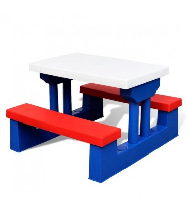 vidaXL Kids' Picnic Table with Benches and Parasol Multicolour