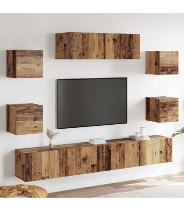 vidaXL 7 Piece TV Cabinet Set Wall-mounted Old Wood Engineered Wood