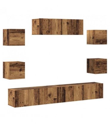 vidaXL 7 Piece TV Cabinet Set Wall-mounted Old Wood Engineered Wood