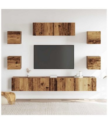 vidaXL 7 Piece TV Cabinet Set Wall-mounted Old Wood Engineered Wood