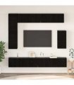 vidaXL TV Cabinet Set Wall-mounted 8 pcs Black Oak Engineered Wood