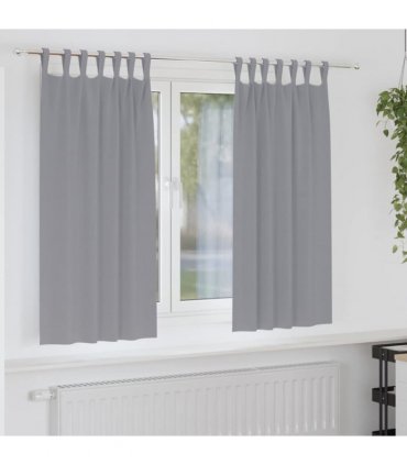 vidaXL Blackout Curtains with Rings 2 pcs Light Grey 175 x 140 cm