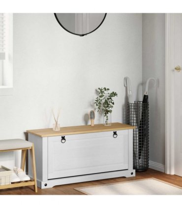 vidaXL Shoe Cabinet Corona White 99 x 32 x 49 cm Solid Pine Wood