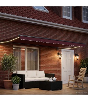 vidaXL Manual Retractable Awning with LEDs 4 x 3 m