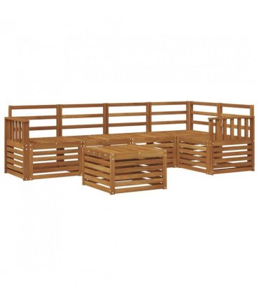 vidaXL Sectional Sofa Set 6 pcs Natural Solid Acacia Wood