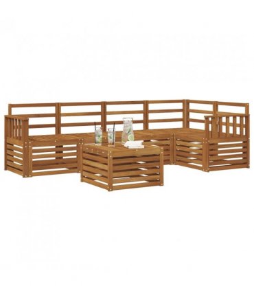 vidaXL Sectional Sofa Set 6 pcs Natural Solid Acacia Wood