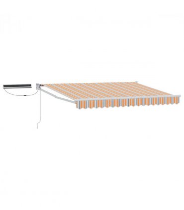 vidaXL Electric Retractable Awning Grey, Orange and White 3.5 x 2.5 m