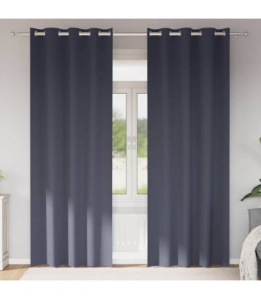 vidaXL Blackout Curtains with Rings 2 pcs Anthracite 260 x 140 cm