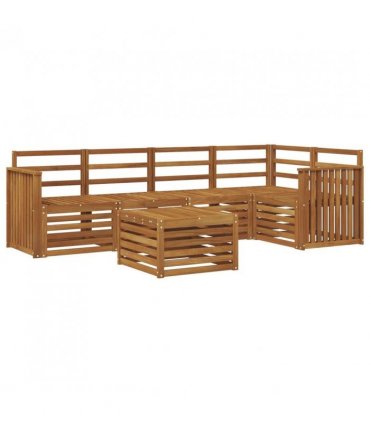 vidaXL Sectional Sofa Set 6 pcs Natural Solid Acacia Wood
