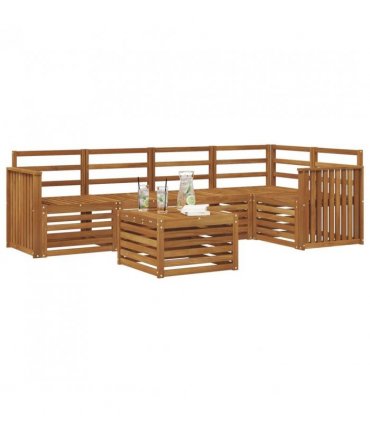 vidaXL Sectional Sofa Set 6 pcs Natural Solid Acacia Wood