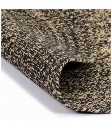 vidaXL Area Rug | Black and natural | Jute and cotton | 90 cm diameter | Durable