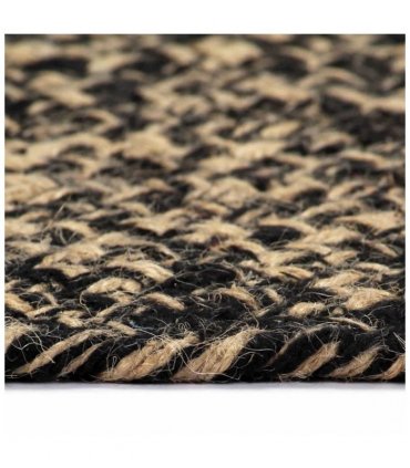 vidaXL Area Rug | Black and natural | Jute and cotton | 90 cm diameter | Durable