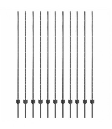 vidaXL Embedded Fence Post 11 pcs Grey 200 cm Powder-Coated Steel