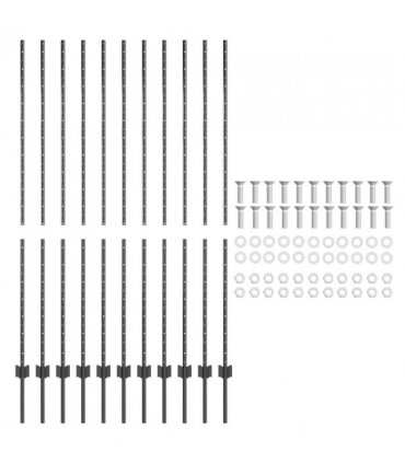 vidaXL Embedded Fence Post 11 pcs Grey 200 cm Powder-Coated Steel