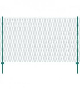 vidaXL Wire Mesh Fence with Posts Steel 25x1.5 m Green