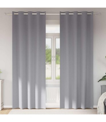 vidaXL Blackout Curtains with Rings 2 pcs Light Grey 245 x 140 cm