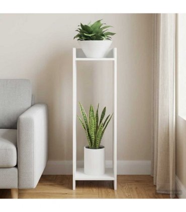 vidaXL Plant Stand with Shelf White 30 x 30 x 100 cm Engineered Wood