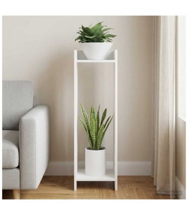 vidaXL Plant Stand with Shelf White 30 x 30 x 100 cm Engineered Wood