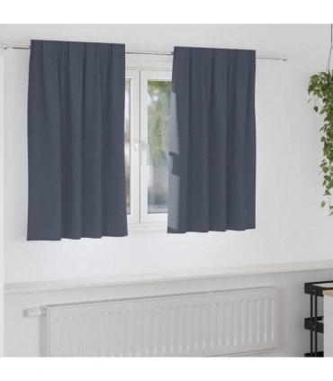 vidaXL Blackout Curtains with Rings 2 pcs Anthracite 140 x 140 cm