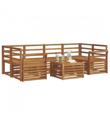 vidaXL Outdoor Sofa Set 7 pcs Natural Solid Acacia Wood