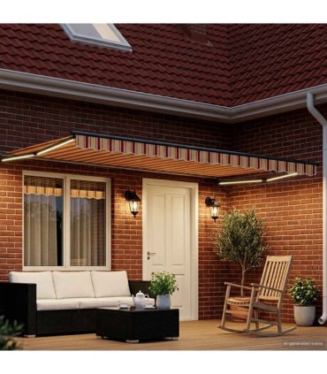 vidaXL Manual Retractable Awning with LEDs Multicolour 5 x 3 m