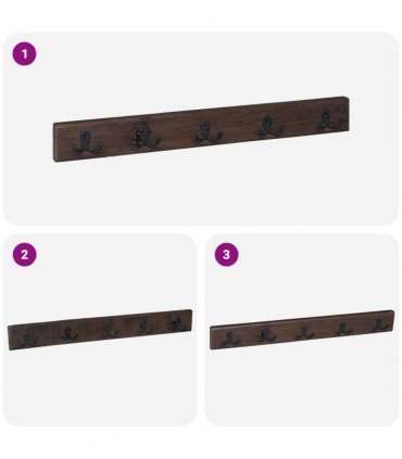 vidaXL Hanger Brown 60 x 7 x 8 cm Solid Reclaim Wood