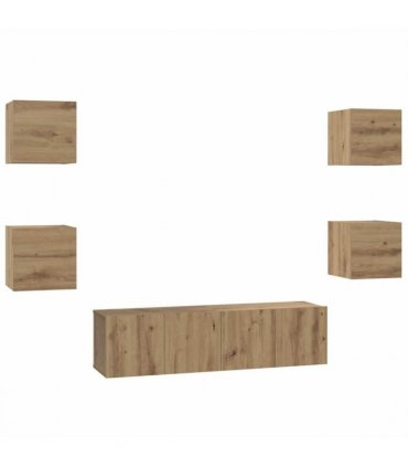 vidaXL TV Cabinet Set Wall-mounted 6 pcs Artisan Oak Engineered Wood