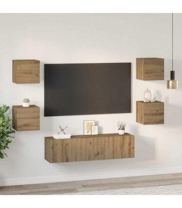 vidaXL TV Cabinet Set Wall-mounted 6 pcs Artisan Oak Engineered Wood