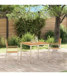 vidaXL Garden Chair 2 pcs Solid Acacia Wood and Stainless Steel