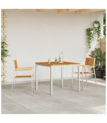 vidaXL Garden Chair 2 pcs Solid Acacia Wood and Stainless Steel