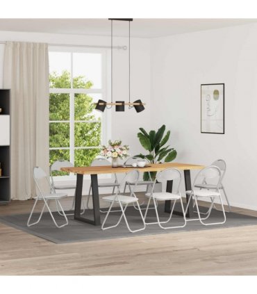 vidaXL Folding Chair 8 pcs White and Grey 48 x 43.5 x 81 cm