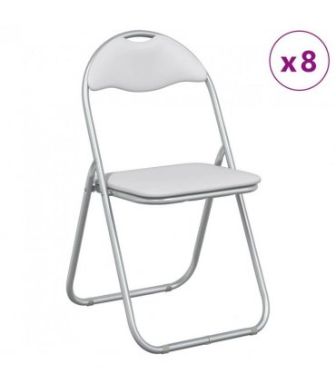 vidaXL Folding Chair 8 pcs White and Grey 48 x 43.5 x 81 cm