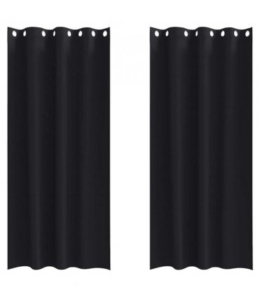 vidaXL Blackout Curtains with Rings 2 pcs Black 245 x 140 cm Polyester