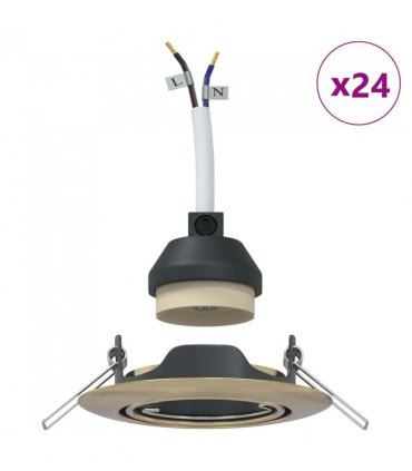 vidaXL Spotlight 24 pcs Brass 9 x 9 x 2.5 cm Metal