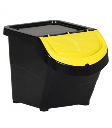 vidaXL Stackable Waste Bins with Lids 3 pcs Black PP 78 L