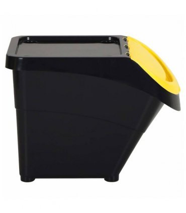 vidaXL Stackable Waste Bins with Lids 3 pcs Black PP 78 L