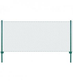 vidaXL Wire Mesh Fence with Posts Steel 25x0.75 m Green