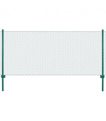 vidaXL Wire Mesh Fence with Posts Steel 25x0.75 m Green