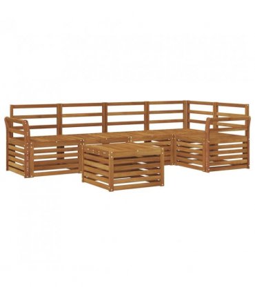 vidaXL Sectional Sofa Set 6 pcs Natural Solid Acacia Wood