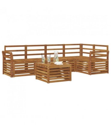 vidaXL Sectional Sofa Set 6 pcs Natural Solid Acacia Wood