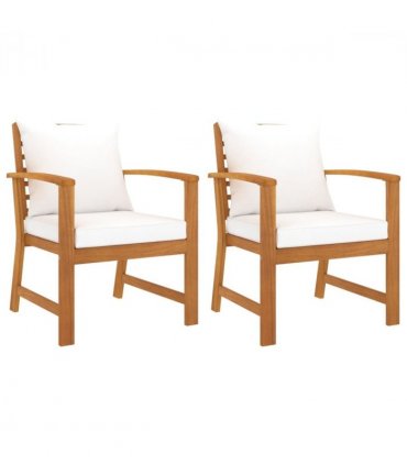 vidaXL Garden Chairs 2 pcs with Cream Cushions Solid Wood Acacia