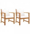 vidaXL Garden Chairs 2 pcs with Cream Cushions Solid Wood Acacia