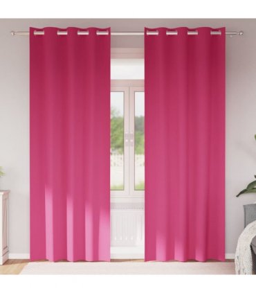 vidaXL Blackout Curtains with Rings 2 pcs Bright Pink 245 x 140 cm